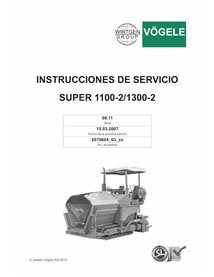 Finisseur sur chenilles Vögele SUPER 1100-2, 1300-2 (08.11) pdf manuel d'utilisation et d'entretien ES - Vögele manuels - VGL...