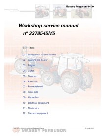 Manual de serviço de oficina do trator Massey Ferguson 5425/5435/5445/5455 - Massey Ferguson manuais - MF-3378545M5