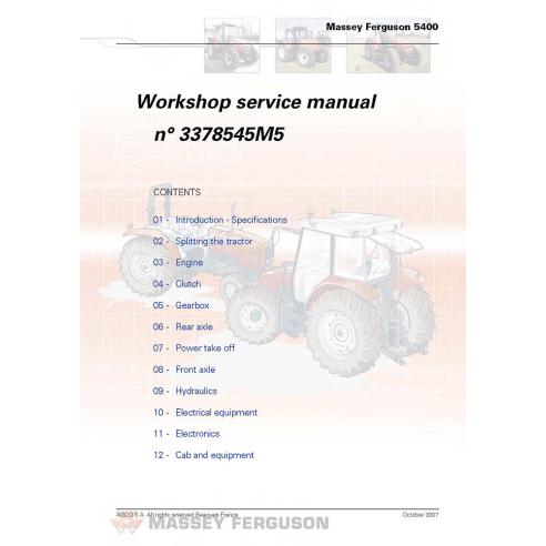 Massey Ferguson 5425 / 5435 / 5445 / 5455 tractor workshop service manual - Massey Ferguson manuals - MF-3378545M5