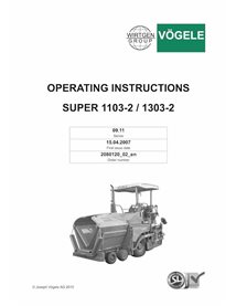 Manuel d'utilisation et d'entretien pdf du finisseur sur chenilles Vögele SUPER 1203 - Vögele manuels - VGL-2080120-02-EN