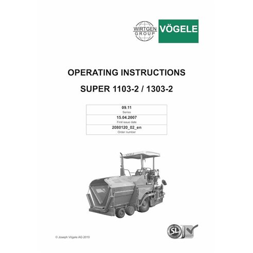 VGL-2080120-02 Vögele SUPER 1203 tracked paver pdf operation and maintenance manual