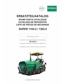 Pavimentadora de esteiras Vögele SUPER 1103-2, 1303-2 catálogo de peças em pdf - Vögele manuais - VGL-1103-2103-2-PC