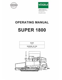 Extendedora de orugas Vögele SUPER 1800 pdf manual de funcionamiento y mantenimiento - Vögele manuales - VGL-2035048-EN