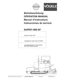 Vögele SUPER 1800SF tracked paver pdf operation and maintenance manual - Vögele manuals - VGL-2010670-EN