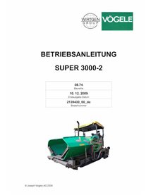 Finisseur sur chenilles Vögele SUPER 3000-2 (08.74) pdf manuel d'utilisation et d'entretien DE - Vögele manuels - VGL-2139430...