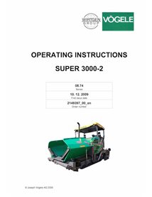 Manuel d'utilisation et d'entretien pdf du finisseur sur chenilles Vögele SUPER 3000-2 (08.74) - Vögele manuels - VGL-2149397...