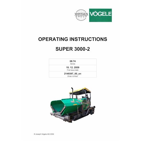 VGL-2149397-00 Vögele SUPER 3000-2 (08.74) tracked paver pdf operation and maintenance manual