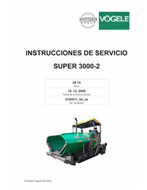 Finisseur sur chenilles Vögele SUPER 3000-2 (08.74) pdf manuel d'utilisation et d'entretien ES - Vögele manuels - VGL-2150511...