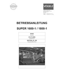 Finisseur sur chenilles Vögele SUPER 1600-1, 1800-1 (09.82) pdf manuel d'utilisation et d'entretien DE - Vögele manuels - VGL...