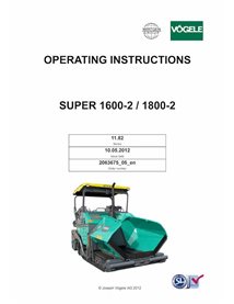 Extendedora de orugas Vögele SUPER 1600-2, 1800-2 (11.82) manual de funcionamiento y mantenimiento en pdf - Vögele manuales -...