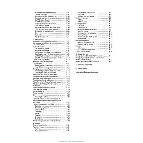 CLA-1843496 Manual del operador de la cosechadora claas Dominator 56-76