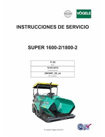 Extendedora de orugas Vögele SUPER 1600-2, 1800-2 (11.82) pdf manual de funcionamiento y mantenimiento ES - Vögele manuales -...