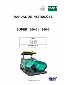 Finisseur sur chenilles Vögele SUPER 1600-2, 1800-2 (11.82) pdf manuel d'utilisation et d'entretien PT - Vögele manuels - VGL...