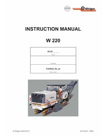 Manuel d'utilisation et d'entretien de la fraiseuse Wirtgen W220 (05.22) pdf - Wirtgen manuels - WRT-2193524-00-EN