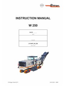 Fresadora Wirtgen W250 (04.22) manual de operación y mantenimiento pdf - Wirtgen manuales - WRT-2174076-00-EN