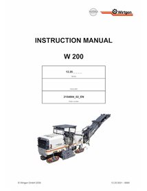 Fresadora Wirtgen W200 (12.20) pdf manual de operação e manutenção - Wirtgen manuais - WRT-2154694-02-EN