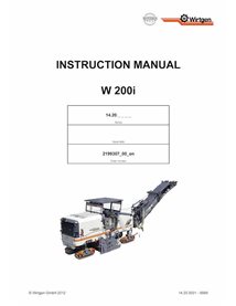 Manuel d'utilisation et d'entretien de la fraiseuse Wirtgen W200i (14.20) pdf - Wirtgen manuels - WRT-2199307-00-EN