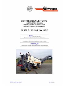 Fresadora Wirtgen W100F, W120F, W130F (08.10) manual de operación y mantenimiento pdf - Wirtgen manuales - WRT-2135790-04