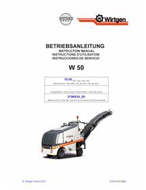 Wirtgen W50 (10.05) fresadora pdf manual de operação e manutenção - Wirtgen manuais - WRT-2196934