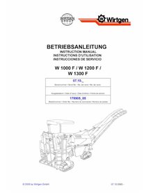 Fresadora Wirtgen W1000F, W1200F, W1300F (07.10) manual de operación y mantenimiento pdf - Wirtgen manuales - WRT-178905-05