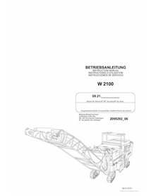 Fresadora Wirtgen W2100 (09.21) manual de operación y mantenimiento pdf - Wirtgen manuales - WRT-2095292-06