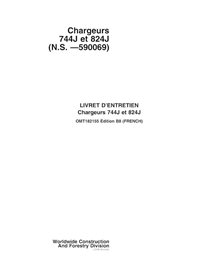 John Deere 744J, 824J SN -590069 wheel loader pdf operator's manual FR - John Deere manuals - JD-OMT182155-FR