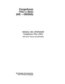 John Deere 744J, 824J SN -590069 cargadora de ruedas pdf manual del operador ES - John Deere manuales - JD-OMT182157-ES