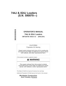 Manuel de l'opérateur pdf pour chargeuse sur pneus John Deere 744J, 824J SN 590070 - John Deere manuels - JD-OMT200785-EN