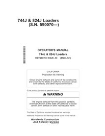 JD-OMT200785 John Deere 744J, 824J SN 590070 wheel loader operator's manual (OMT200785)
