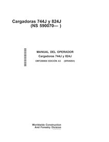 John Deere 744J, 824J SN 590070 carregadeira de rodas pdf manual do operador ES - John Deere manuais - JD-OMT200804-ES