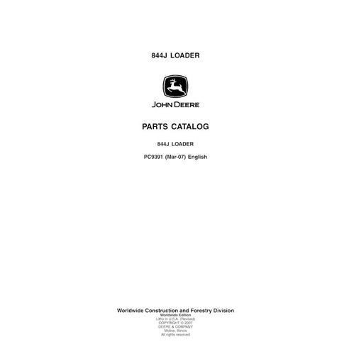 Catalogue de pièces pdf pour chargeuse sur pneus John Deere 844J - John Deere manuels - JD-PC9391