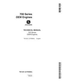 TM1261 John Deere 700 Series OEM Engines engine technical manual (TM1261)