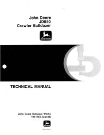 TM1164 Manual técnico em pdf do trator de esteira John Deere 850
