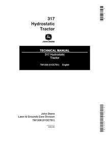 Manual técnico do trator de gramado John Deere 317 em pdf - John Deere manuais - JD-TM1208-EN