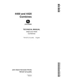 TM1237 John Deere 4400 and 4420 combine pdf technical manual