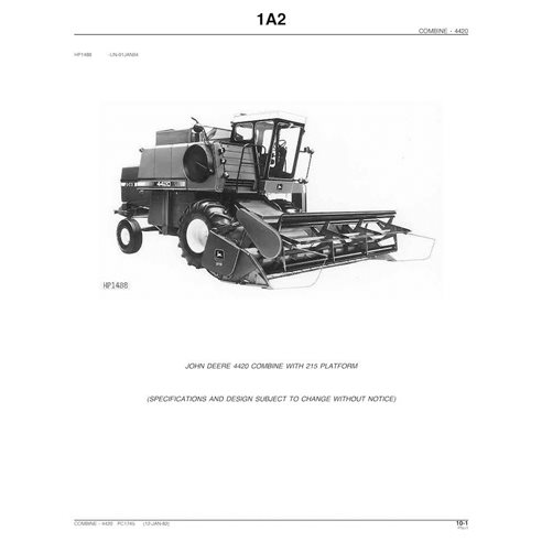 Catalogue de pièces pdf pour moissonneuse-batteuse John Deere 4400 et 4420 - John Deere manuels - JD-PC1745