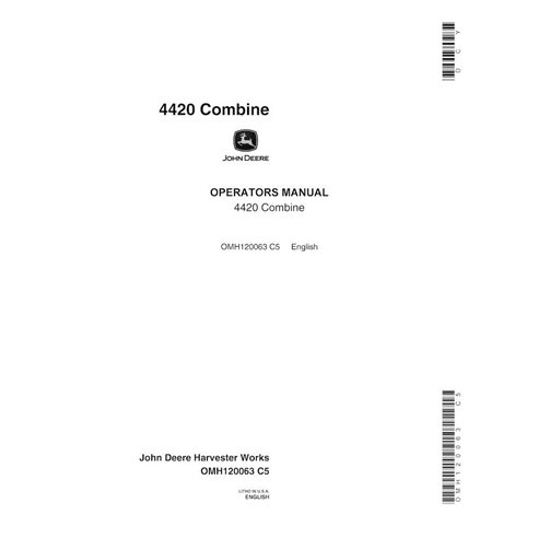 JD-OMH120063 Manual del operador de la cosechadora John Deere 4420 (SN 610101-) (OMH120063)