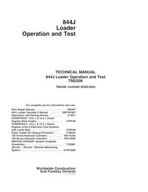 TM2306 Manual técnico de operación y prueba de la cargadora de ruedas John Deere 844J (TM2306)