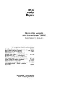 Manual técnico de reparación en pdf del cargador de ruedas John Deere 844J - John Deere manuales - JD-TM2307-EN