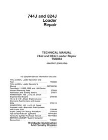 TM2084 Manual técnico de reparación de la cargadora de ruedas John Deere 744J, 824J (TM2084)