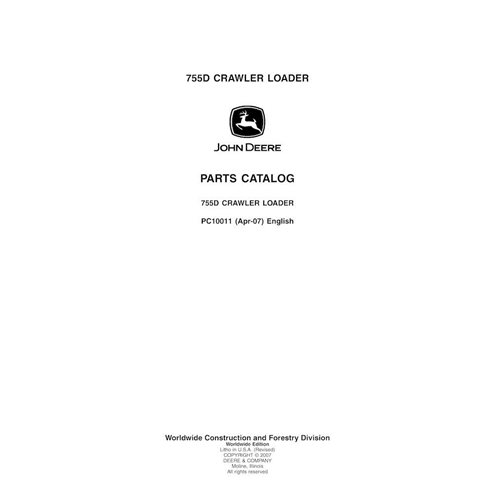 Catalogue de pièces pdf pour chargeuse sur chenilles John Deere 755D - John Deere manuels - JD-PC10011