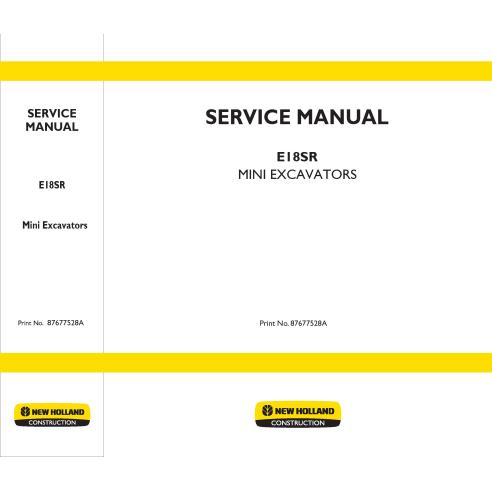 Manual de serviço da miniescavadeira New Holland E18SR - New Holland Construction manuais