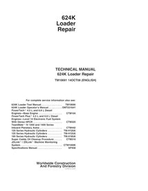 Manuel technique de réparation pdf pour chargeuse sur pneus John Deere 624K (SN -642634) - John Deere manuels - JD-TM10691-EN