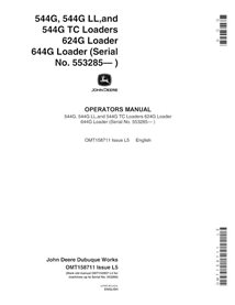 John Deere 544G, 544G LL, 544G TC, 624G, 644G (SN 553285-557738) manual do operador em pdf da carregadeira de rodas - John De...