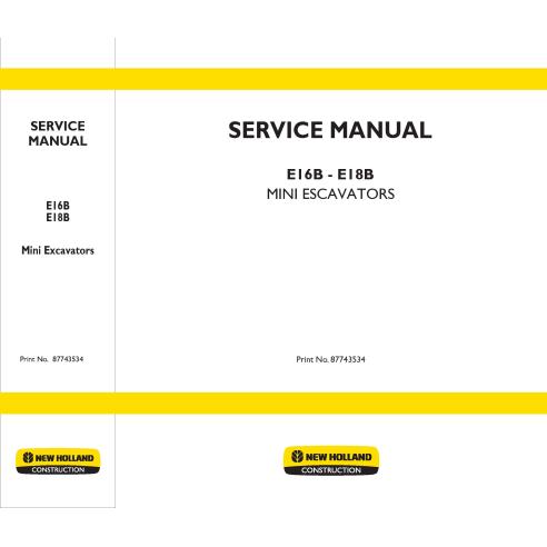 New Holland E16B - E18B mini excavator service manual - New Holland Construction manuals