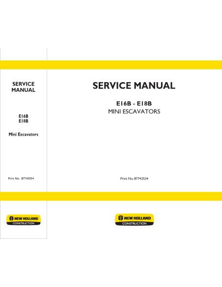 Manuel d'entretien de la mini-pelle New Holland E16B - E18B - Construction New Holland manuels - NH-87743534