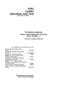 Manual técnico de operação e teste da carregadeira de rodas John Deere 544J em pdf - John Deere manuais - JD-TM10229-EN