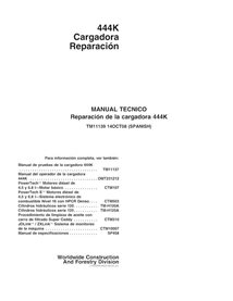 TM11139-ES John Deere 444K (SN -642100) wheel loader pdf repair technical manual ES