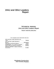 TM2207 John Deere 244J, 304J (SN -23289) wheel loader repair technical manual (TM2207)