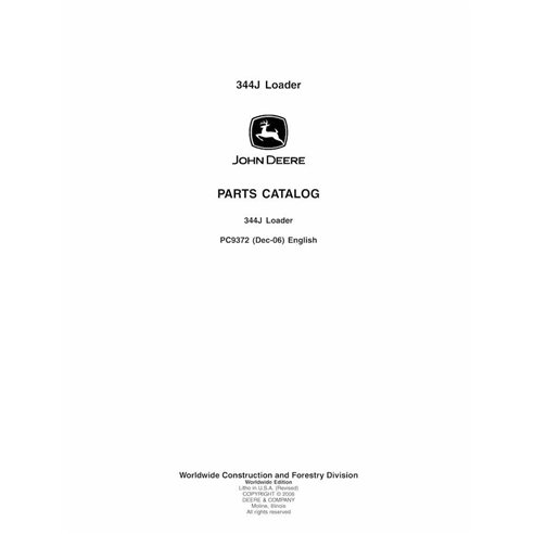 JD-PC9372 John Deere 344J wheel loader parts catalog (PC9372)